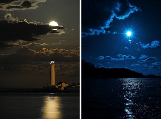 Full Moon, Moonrise, Ocean, Lighthouse