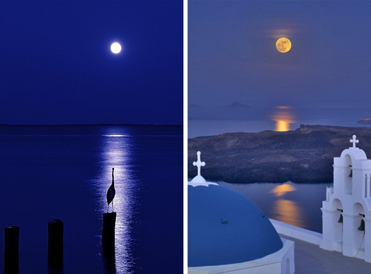 Full Moon, Moonrise, Pelican, Santorini, National Geographic, Greece